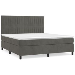 Box spring postelja z vzmetnico temno siva 160x200 cm žamet