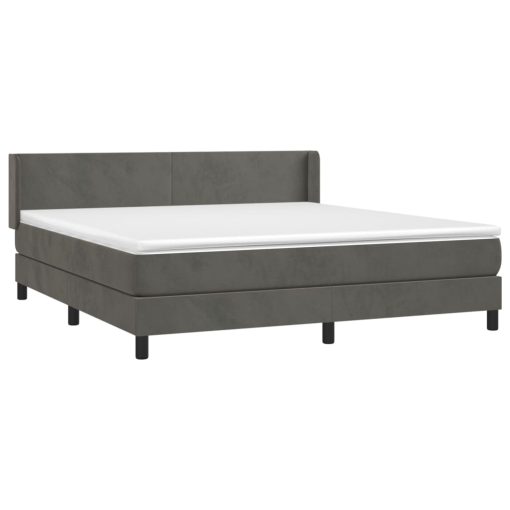 Box spring postelja z vzmetnico temno siva 160x200 cm žamet