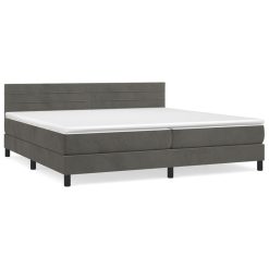 Box spring postelja z vzmetnico temno siva 200x200 cm žamet