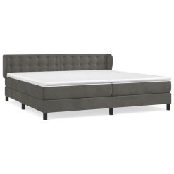 Box spring postelja z vzmetnico temno siva 200x200 cm žamet