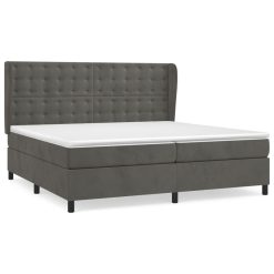 Box spring postelja z vzmetnico temno siva 200x200 cm žamet