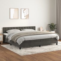 Box spring postelja z vzmetnico temno siva 200x200 cm žamet