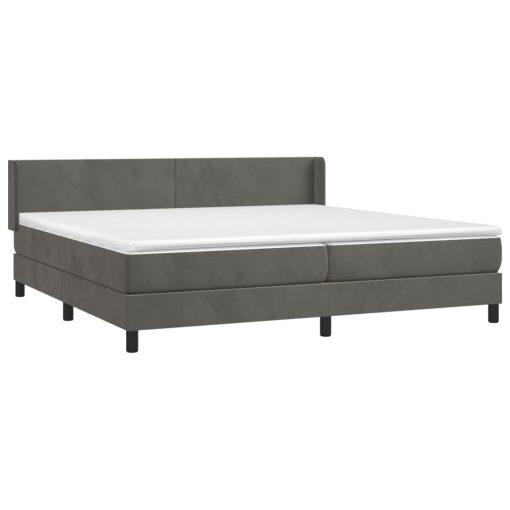 Box spring postelja z vzmetnico temno siva 200x200 cm žamet