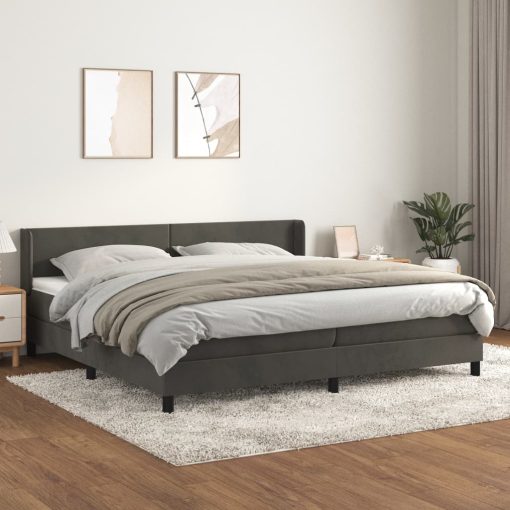 Box spring postelja z vzmetnico temno siva 200x200 cm žamet