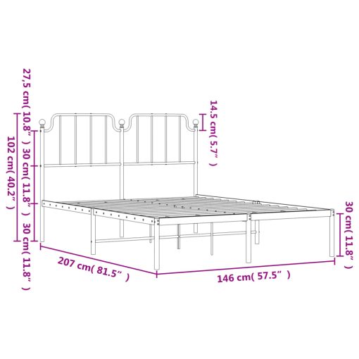 Kovinski posteljni okvir z vzglavjem črn 140x200 cm