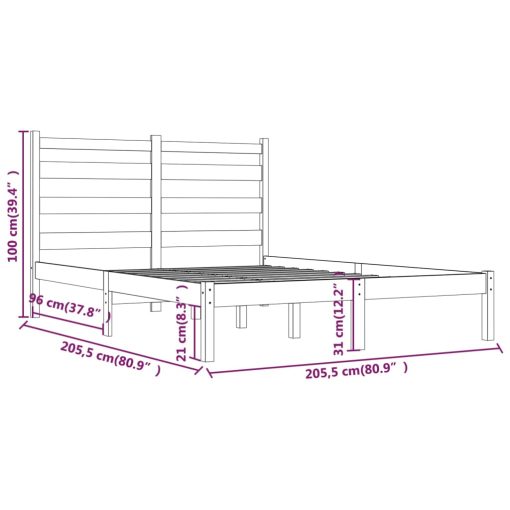 Posteljni okvir bel iz trdne borovine 200x200 cm