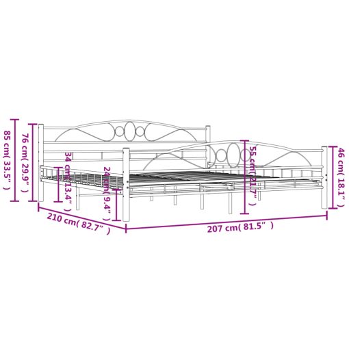 Posteljni okvir bel kovinski 200x200 cm