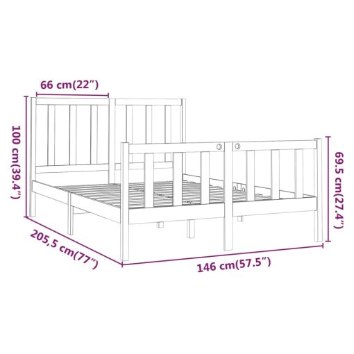 Posteljni okvir brez vzmetnice 140x200 cm trdna borovina