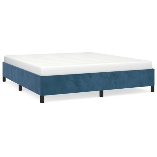 Posteljni okvir brez vzmetnice temno moder 160x200 cm žamet