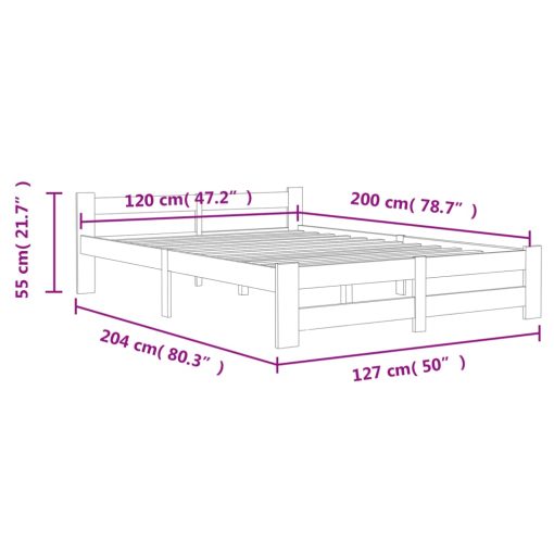 Posteljni okvir iz trdne borovine 120x200 cm