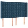 Box spring postelja z vzmetnico LED temno modra 140x200cm žamet