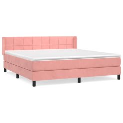 Box spring postelja z vzmetnico roza 160x200 cm žamet