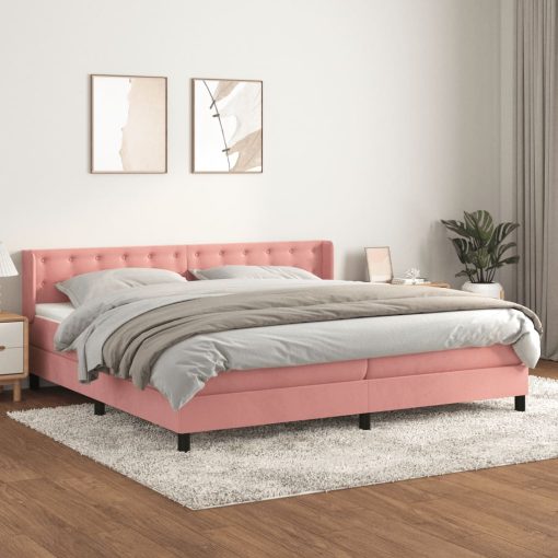 Box spring postelja z vzmetnico roza 200x200 cm žamet