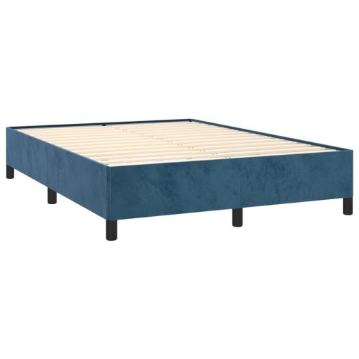 Box spring postelja z vzmetnico temno modra 140x200 cm žamet