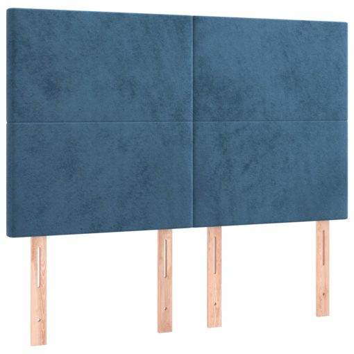 Box spring postelja z vzmetnico temno modra 140x200 cm žamet