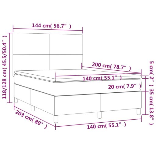 Box spring postelja z vzmetnico temno modra 140x200 cm žamet