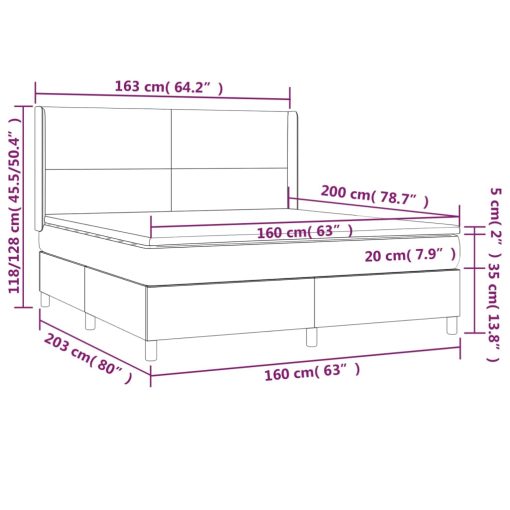 Box spring postelja z vzmetnico temno modra 160x200 cm žamet