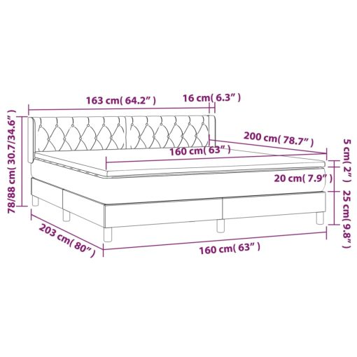 Box spring postelja z vzmetnico temno modra 160x200 cm žamet