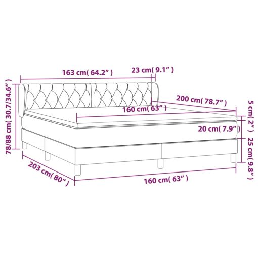 Box spring postelja z vzmetnico temno modra 160x200 cm žamet