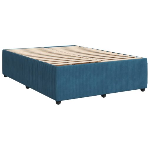 Box spring postelja z vzmetnico temno modra 160x200 cm žamet