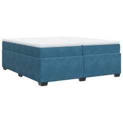 Box spring postelja z vzmetnico temno modra 200x200 cm žamet