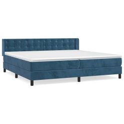 Box spring postelja z vzmetnico temno modra 200x200 cm žamet