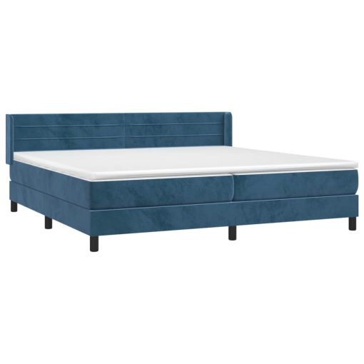 Box spring postelja z vzmetnico temno modra 200x200 cm žamet