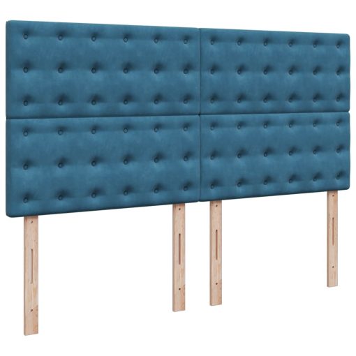 Box spring postelja z vzmetnico temno modra 200x200 cm žamet