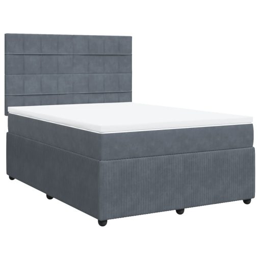 Box spring postelja z vzmetnico temno siva 140x200 cm žamet