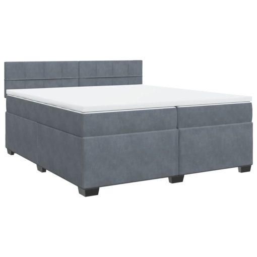 Box spring postelja z vzmetnico temno siva 200x200 cm žamet