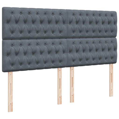 Box spring postelja z vzmetnico temno siva 200x200 cm žamet