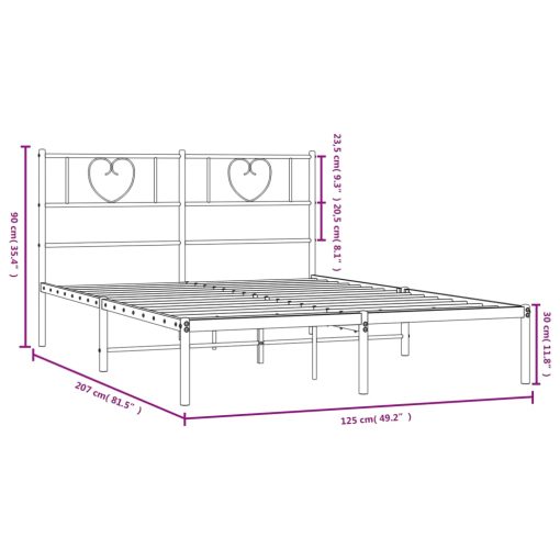 Kovinski posteljni okvir z vzglavjem črn 120x200 cm