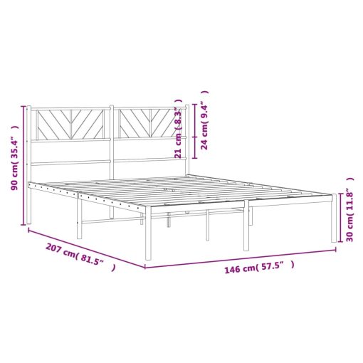 Kovinski posteljni okvir z vzglavjem črn 140x200 cm