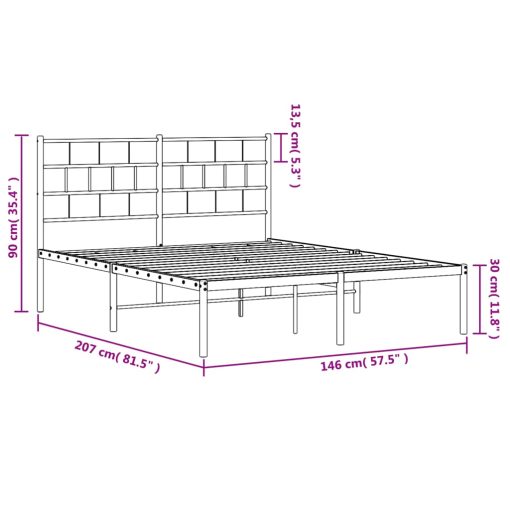 Kovinski posteljni okvir z vzglavjem črn 140x200 cm