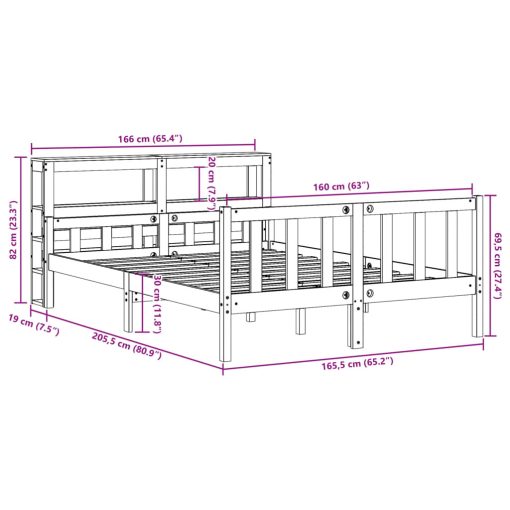 Posteljni okvir brez vzmetnice 160x200 cm trdna borovina