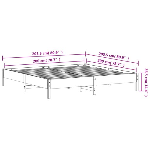 Posteljni okvir brez vzmetnice 200x200 cm trdna borovina