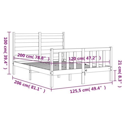 Posteljni okvir brez vzmetnice bel 120x200 cm trdna borovina