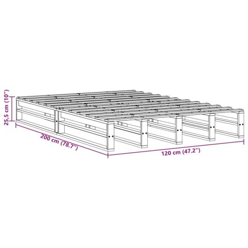 Posteljni okvir brez vzmetnice bel 120x200 cm trdna borovina