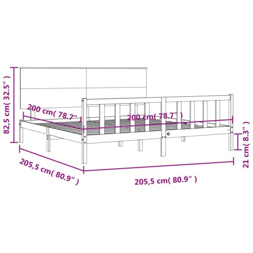 Posteljni okvir brez vzmetnice bel 200x200 cm trdna borovina