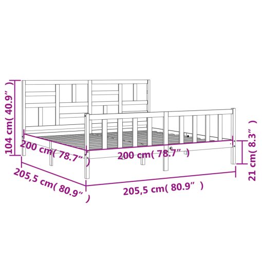 Posteljni okvir brez vzmetnice bel 200x200 cm trdna borovina