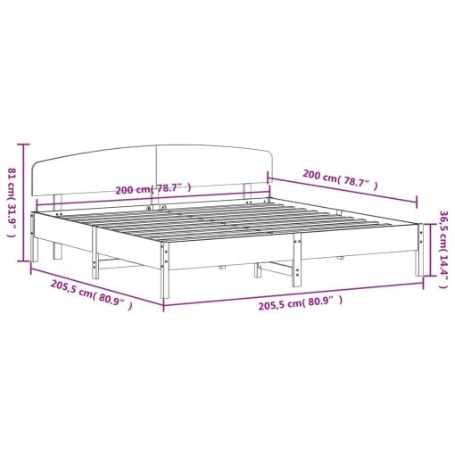 Posteljni okvir brez vzmetnice bel 200x200 cm trdna borovina