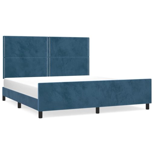 Posteljni okvir brez vzmetnice temno moder 160x200 cm žamet