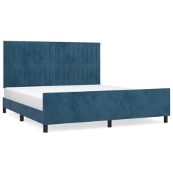 Posteljni okvir brez vzmetnice temno moder 160x200 cm žamet