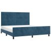 Posteljni okvir brez vzmetnice temno moder 160x200 cm žamet