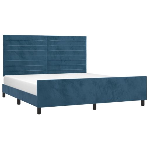 Posteljni okvir brez vzmetnice temno moder 160x200 cm žamet