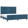 Posteljni okvir brez vzmetnice temno moder 160x200 cm žamet
