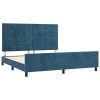 Posteljni okvir brez vzmetnice temno moder 160x200 cm žamet
