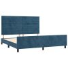 Posteljni okvir brez vzmetnice temno moder 160x200 cm žamet