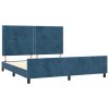 Posteljni okvir brez vzmetnice temno moder 160x200 cm žamet