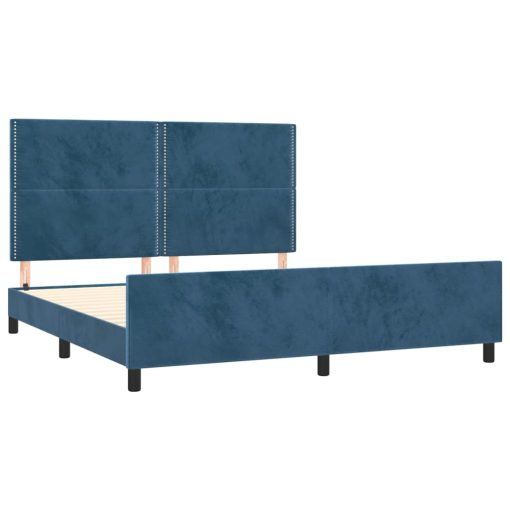 Posteljni okvir brez vzmetnice temno moder 160x200 cm žamet